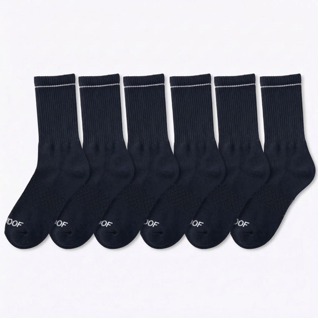 Navy Bamboo Crew Compression Socks 6 Pack