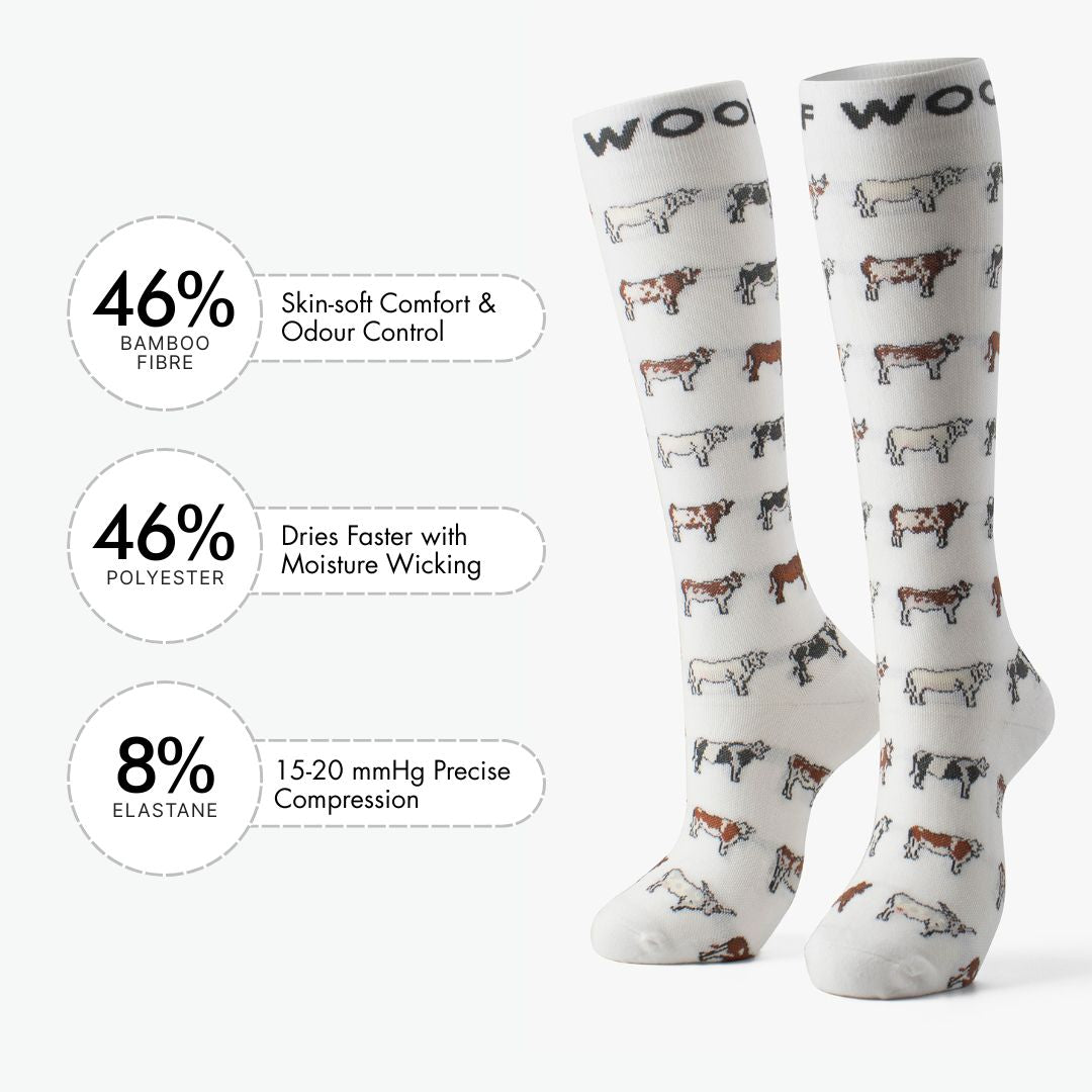 Cows Bamboo Compression Socks